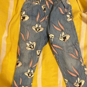 Blue Denim Bugs Bunny Print Pants